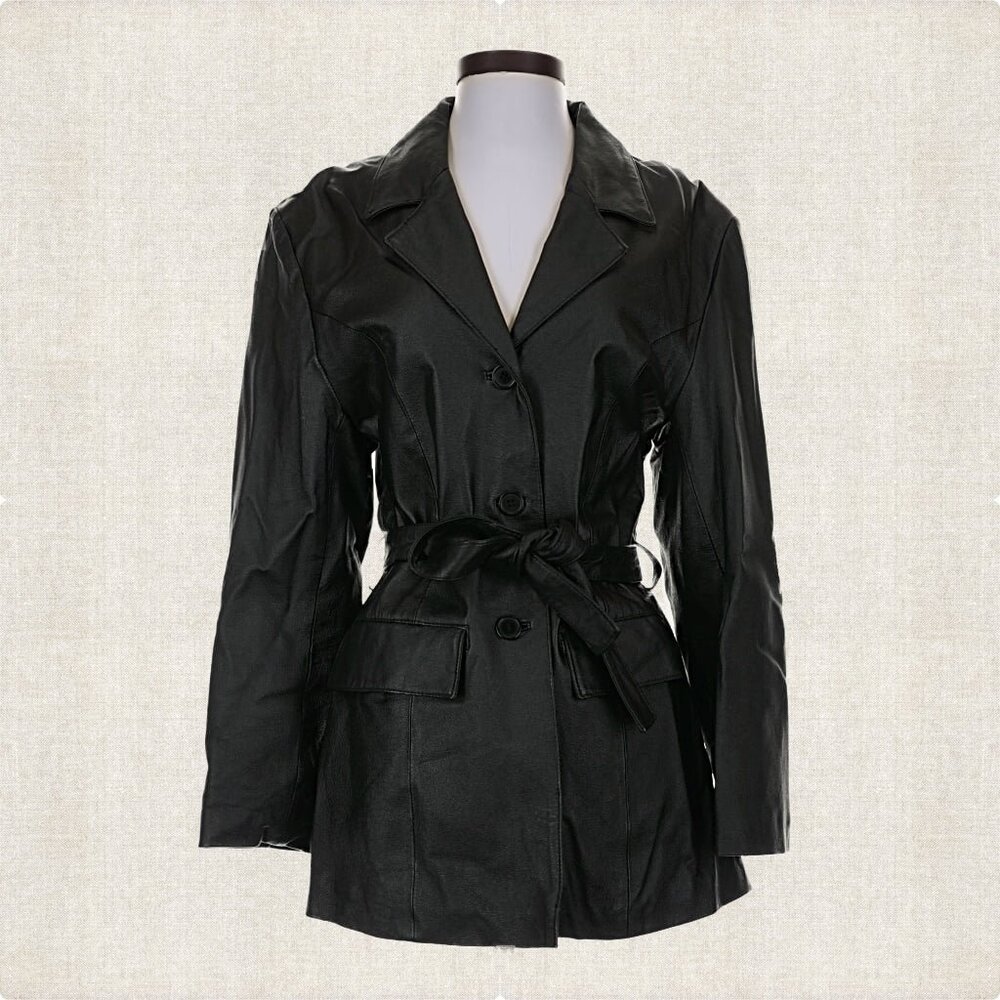 Gianni Valente 100% Leather Jacket  Trenchcoat Sz S
